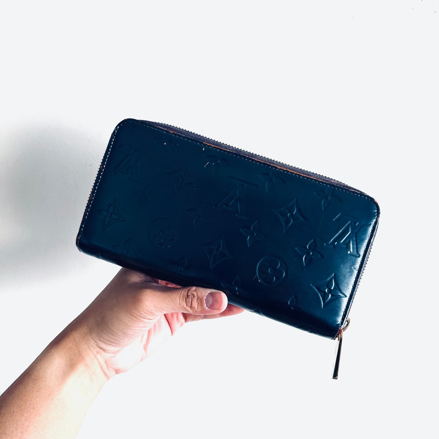 Louis Vuitton LV Navy Blue GHW Monogram Classic Logo Zip Around Zippy Long Wallet
