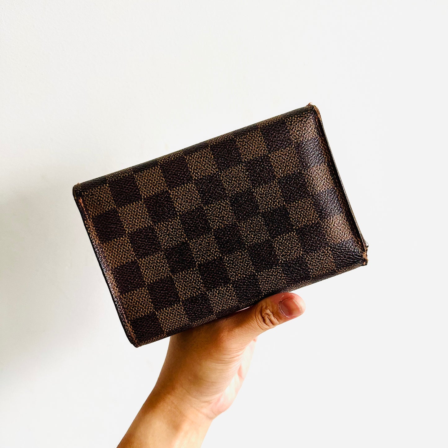 Louis Vuitton LV Porte Tresor Etui Papier Damier Ebene Monogram Logo GHW Flap Compact Wallet