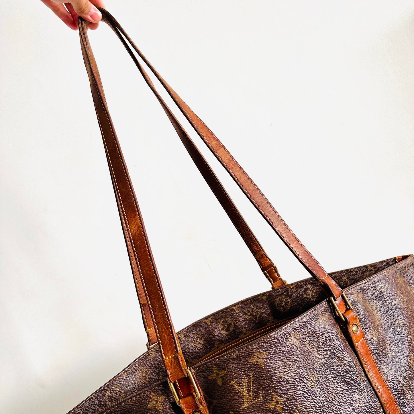 Louis Vuitton LV Sac Shopping Monogram Logo Vintage Shopper Shoulder Tote Bag