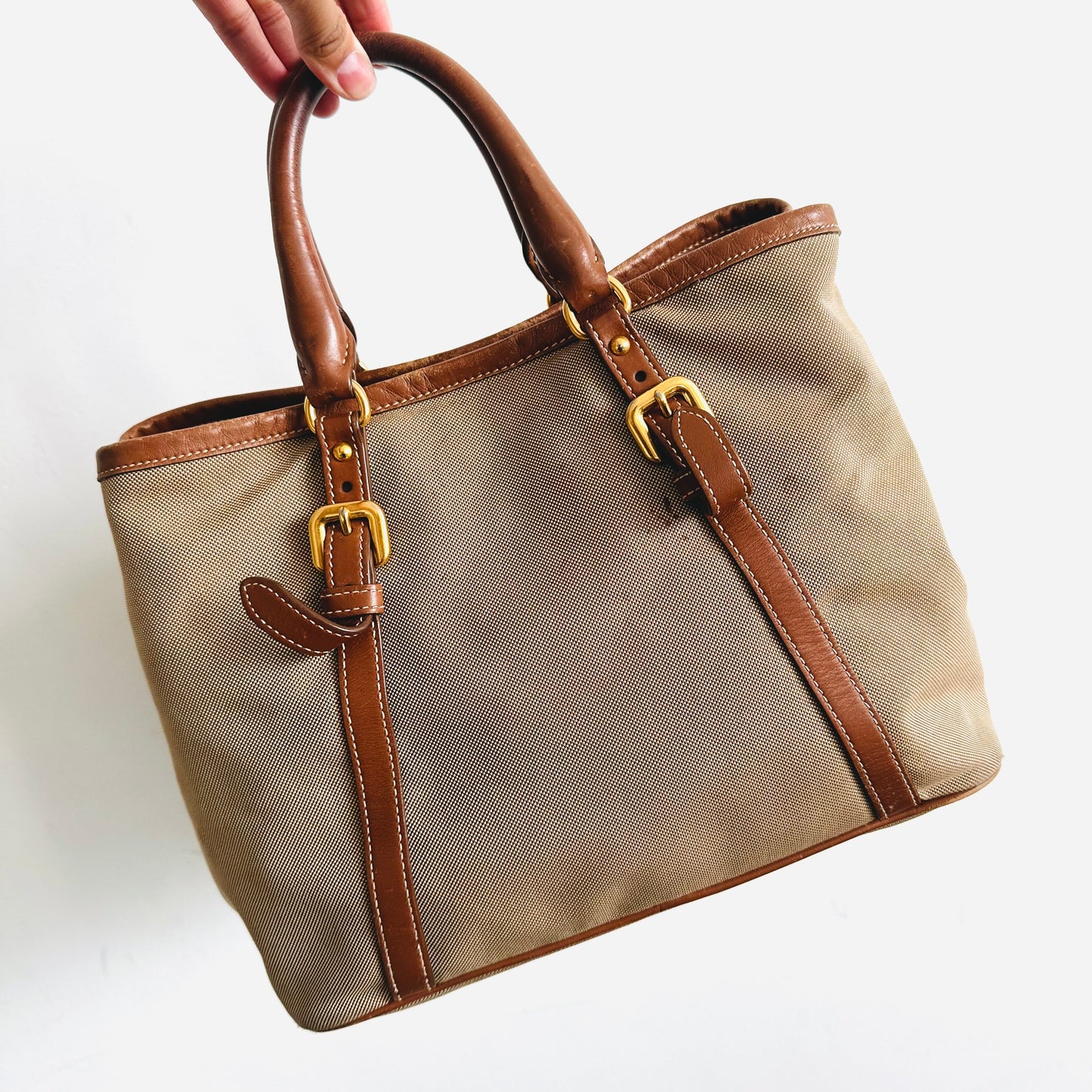 Prada Jacquard Classic Monogram Logo GHW 2-Way Shopper Shoulder Sling Tote Bag