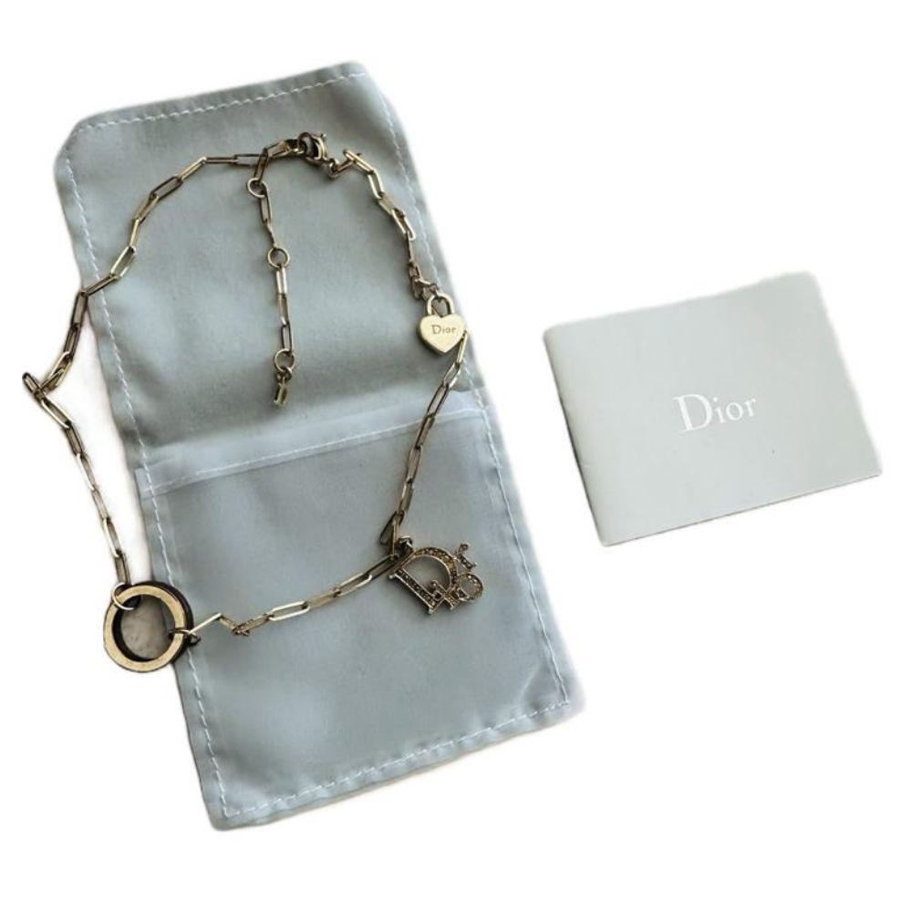 Dior Gold Dangling Logo Charms Necklace