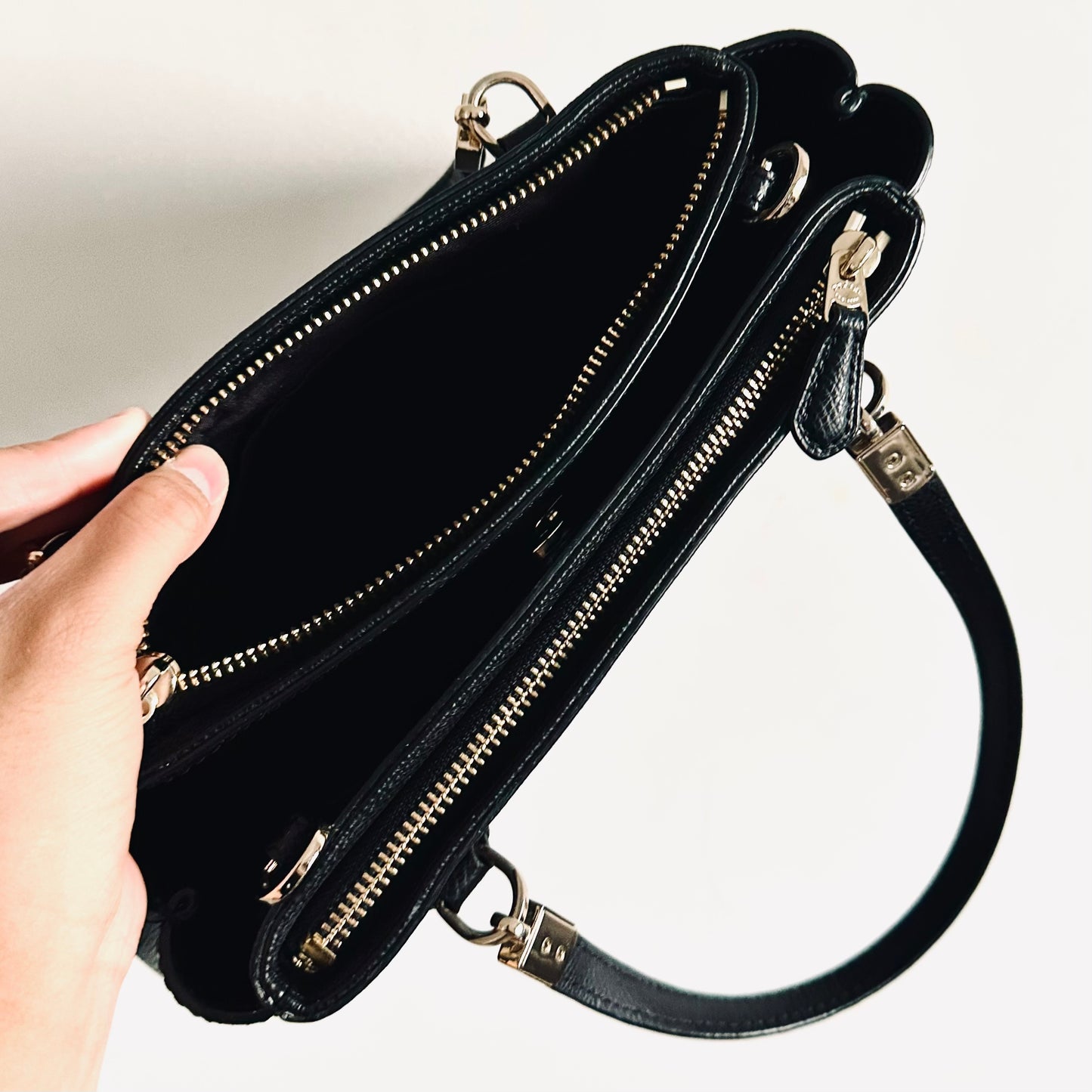 Coach Black GHW Christie Satchel Carryall 2-Way Top Handle Shoulder Sling Crossgrain Leather Tote Bag
