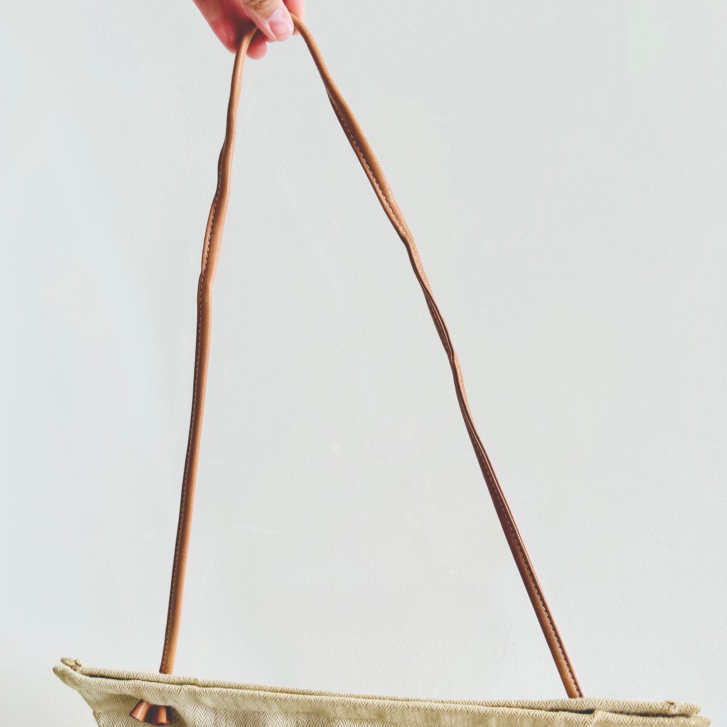 Hermes Aline White Toile & Gold Leather Sellier Grooming Monogram Logo Shoulder Sling Bag