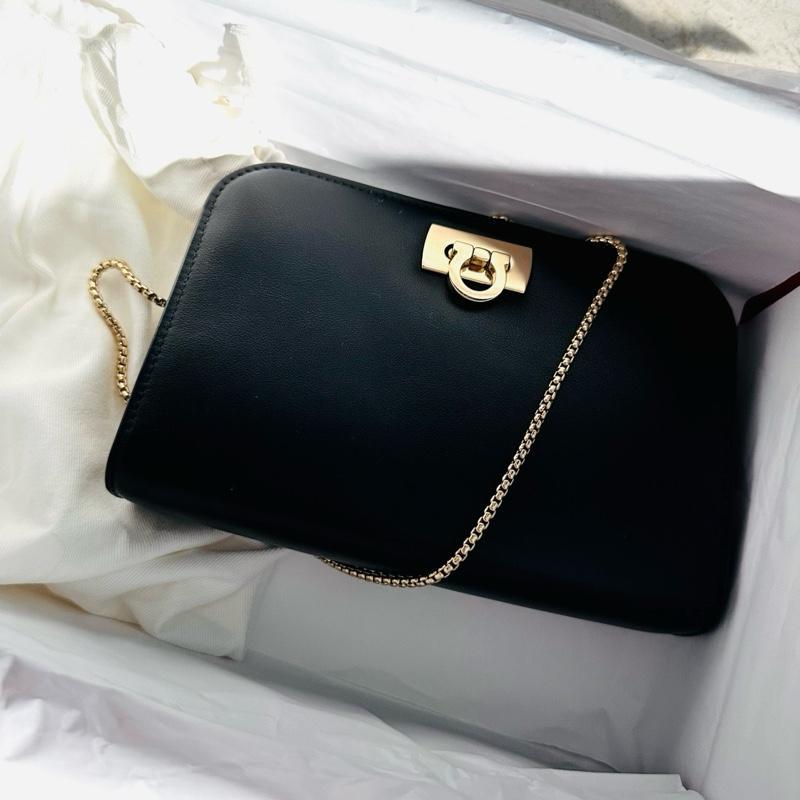 Salvatore Ferragamo Gancini Black Mini Chain Bag