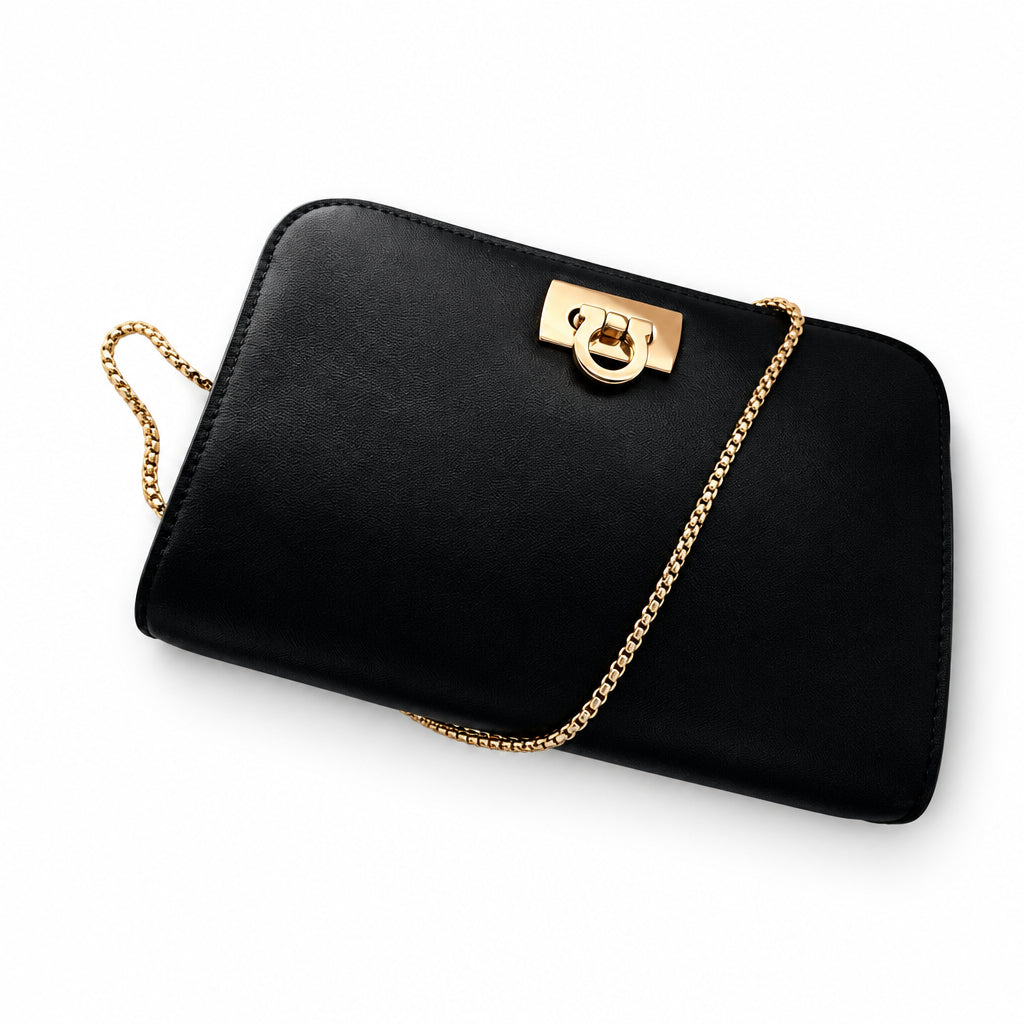 Salvatore Ferragamo Gancini Black Mini Chain Bag