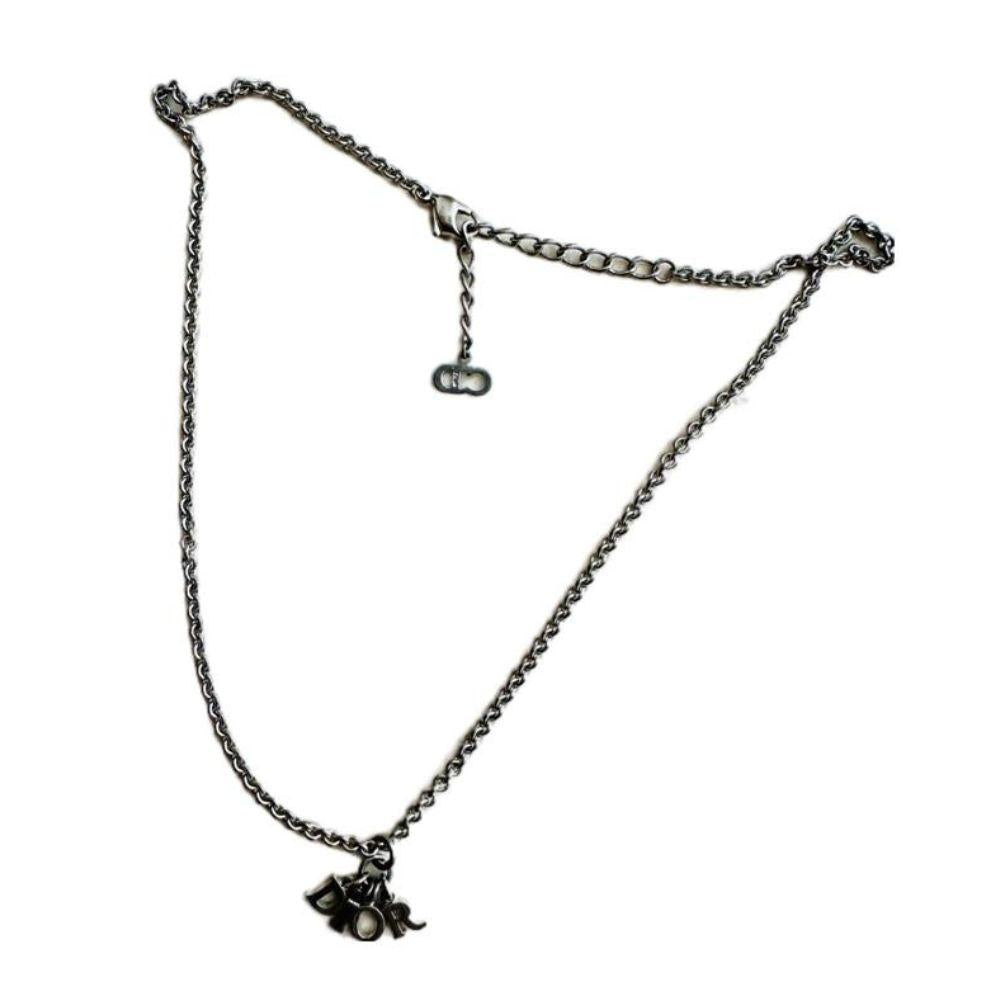 Christian Dior CD Logo Charms Pendant Necklace in Silver