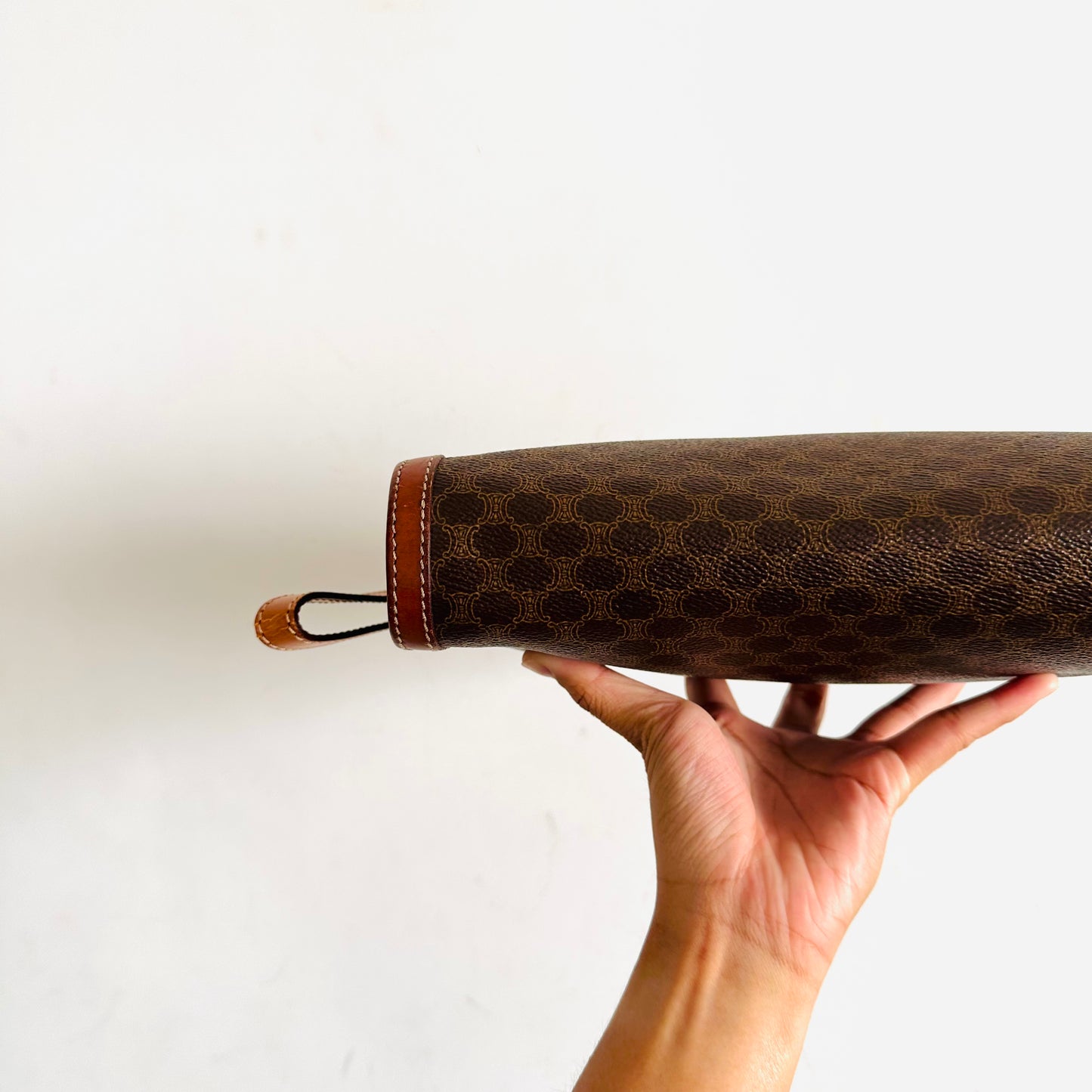Celine Triomphe Macadam Monogram Logo GHW Vintage Clutch Pouch Case