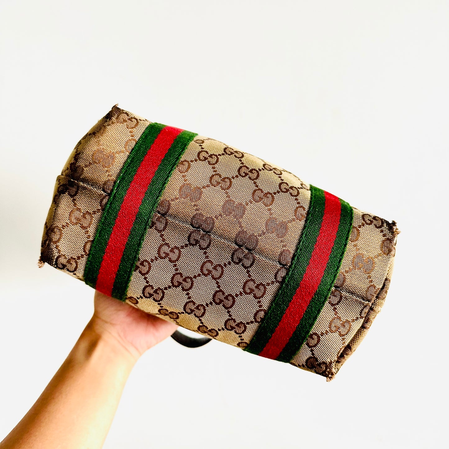 Gucci Beige GG Monogram Logo Sherry Charms Small Shoulder Tote Bag