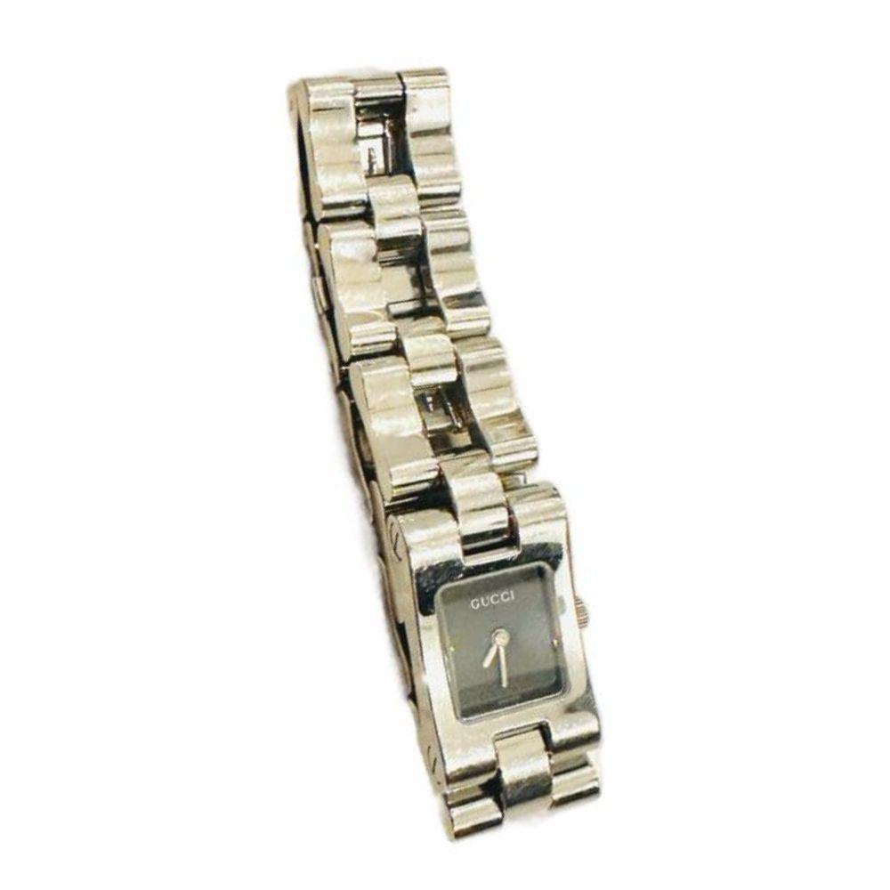 (Up to 15cm) Gucci Black Rectangular Dial Stainless Steel 17mm Quartz Watch