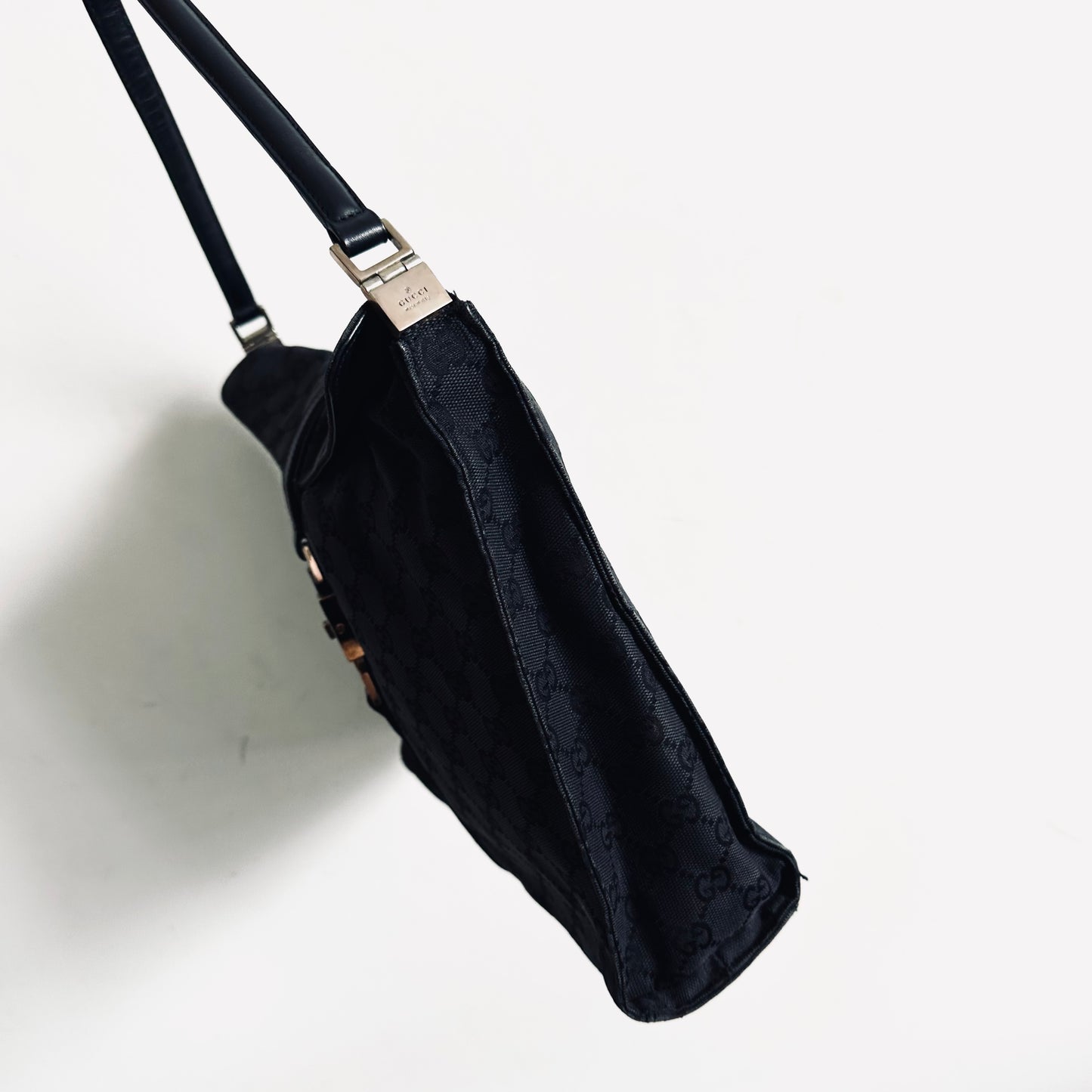Gucci Jackie Black GG Monogram Logo Hobo Vintage Shoulder Tote Bag