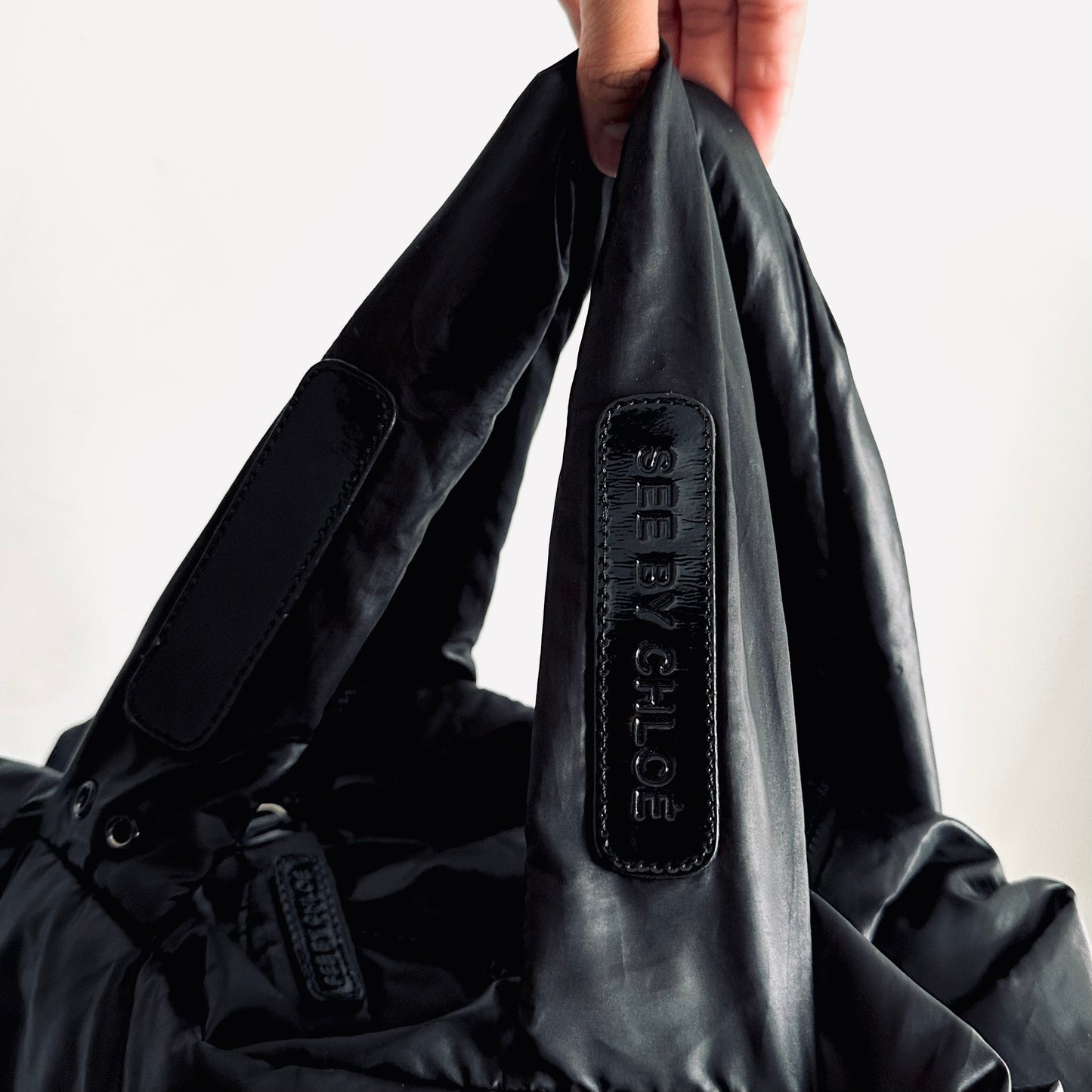 See By Chloe Joy Rider Black Classic Nylon Slouch Shoulder Tote Bag