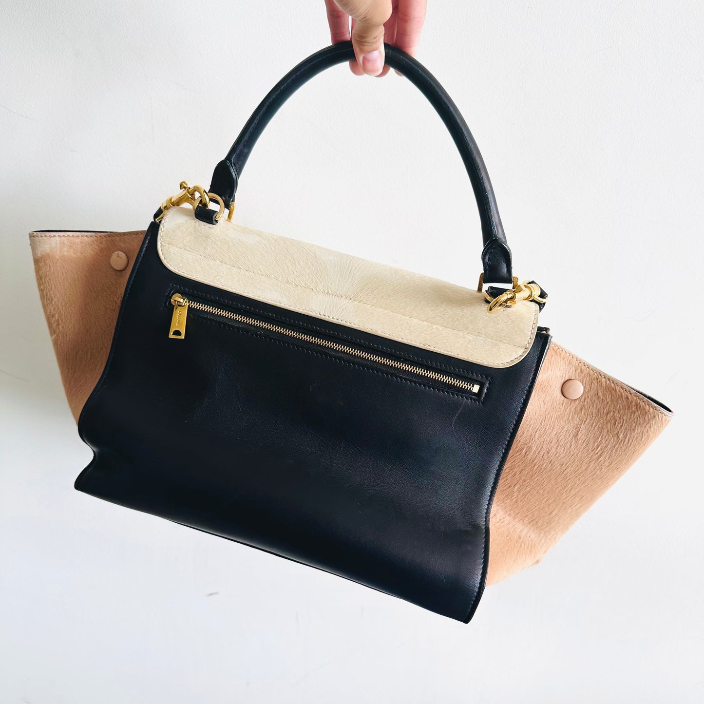 Celine Trapeze Phantom Medium Tricolour GHW Flap Top Handle Shoulder Sling Bag