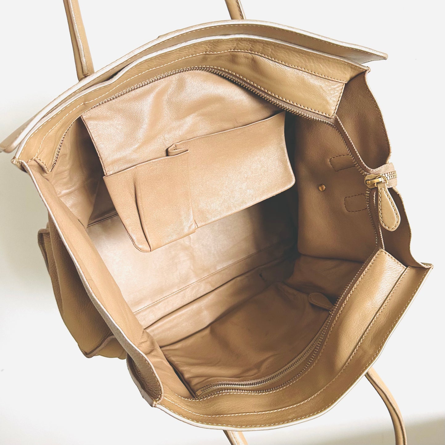 Celine Camel Beige Mini Luggage Top Handle Tote Bag