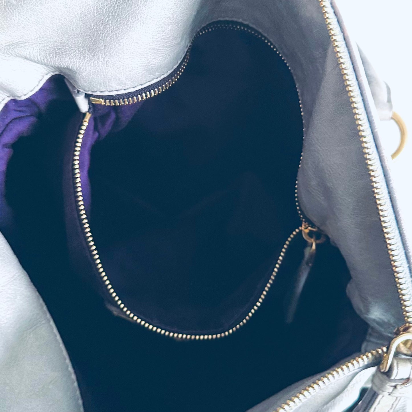 Miu Miu Glacier Blue GHW Bow Vitello Lux Classic Logo Shopper Shoulder Sling Tote Bag