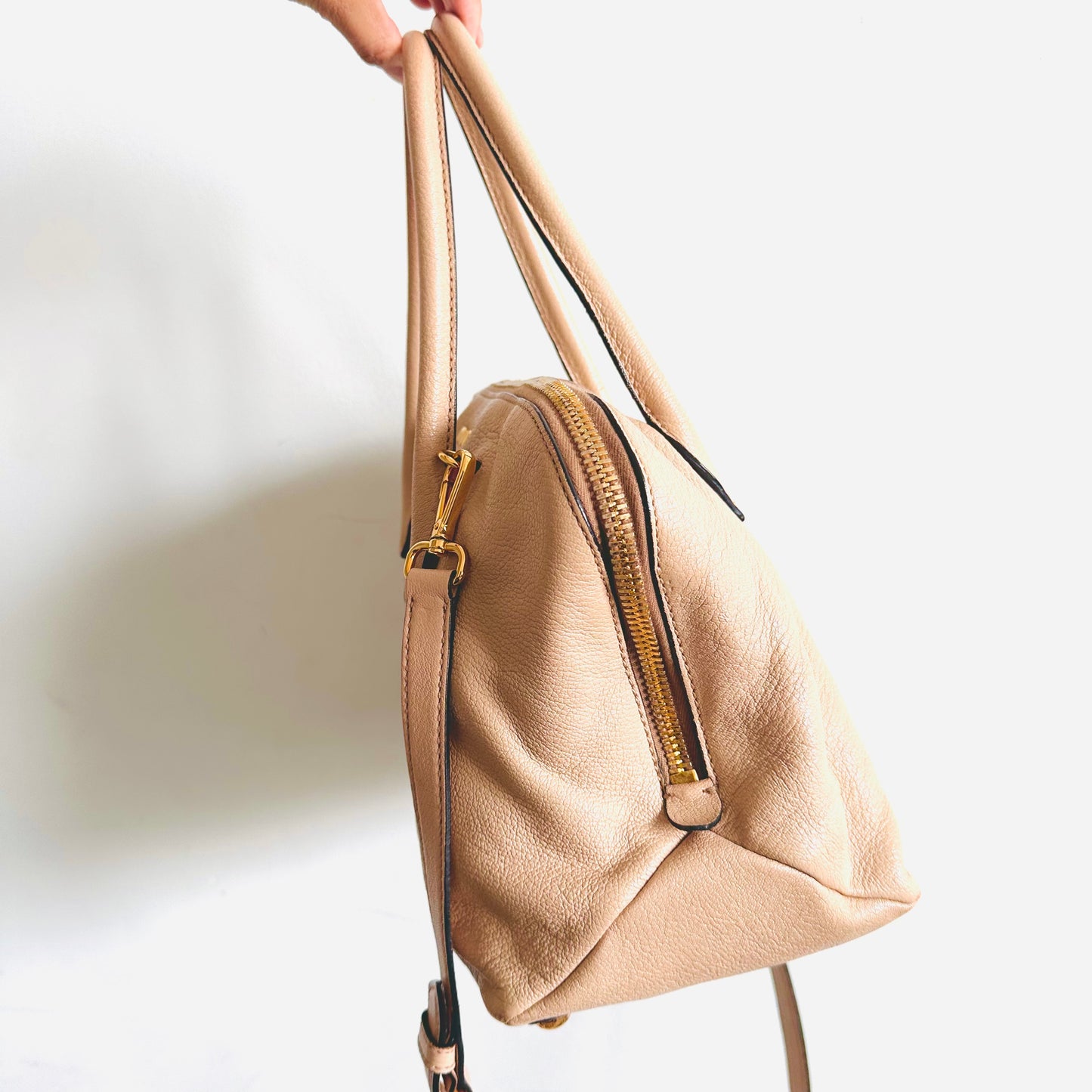 Miu Miu Blush Powder Pink GHW Classic Logo Leather Shopper Shoulder Sling Tote Bag