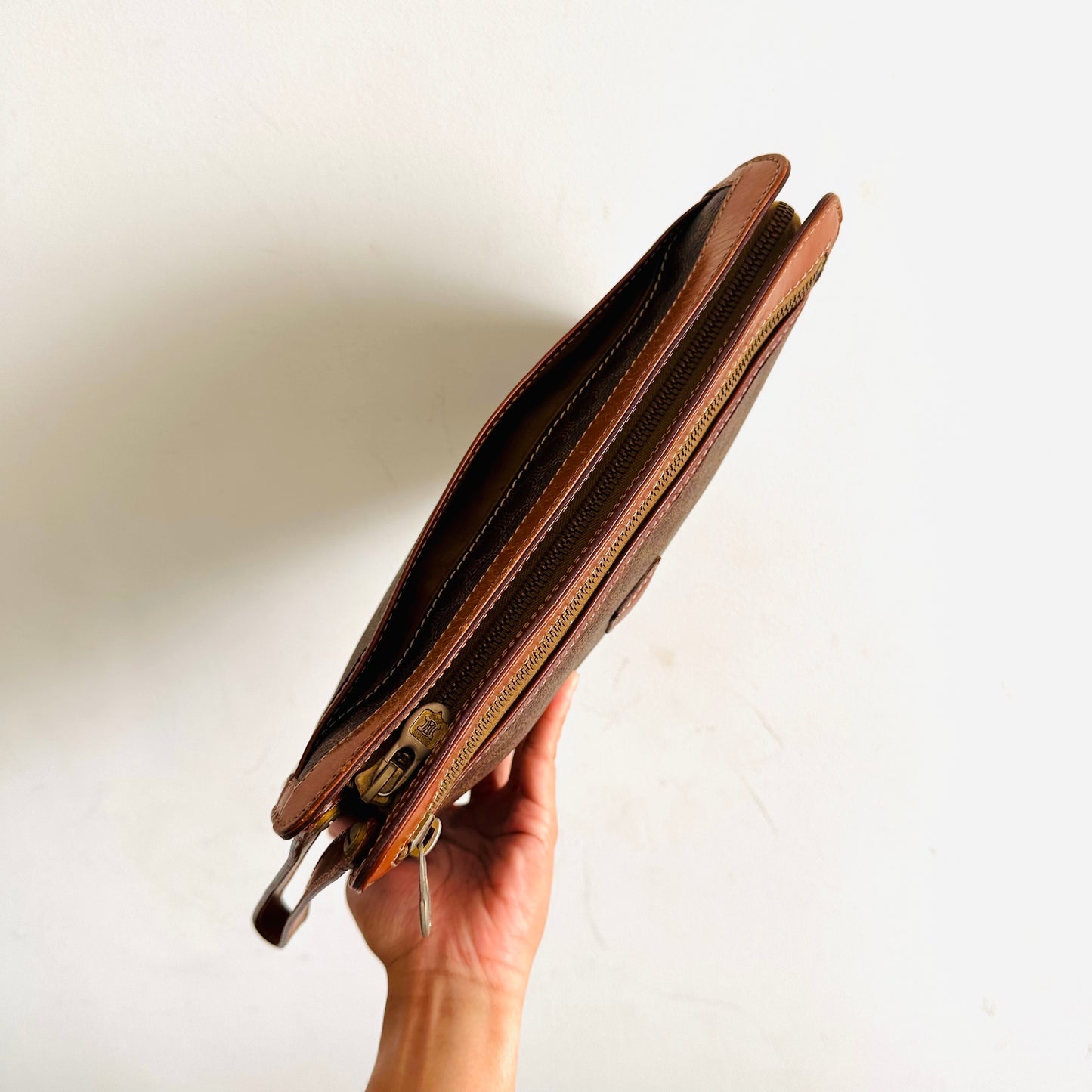 Celine Triomphe Macadam Monogram Logo GHW Vintage Clutch Pouch Case