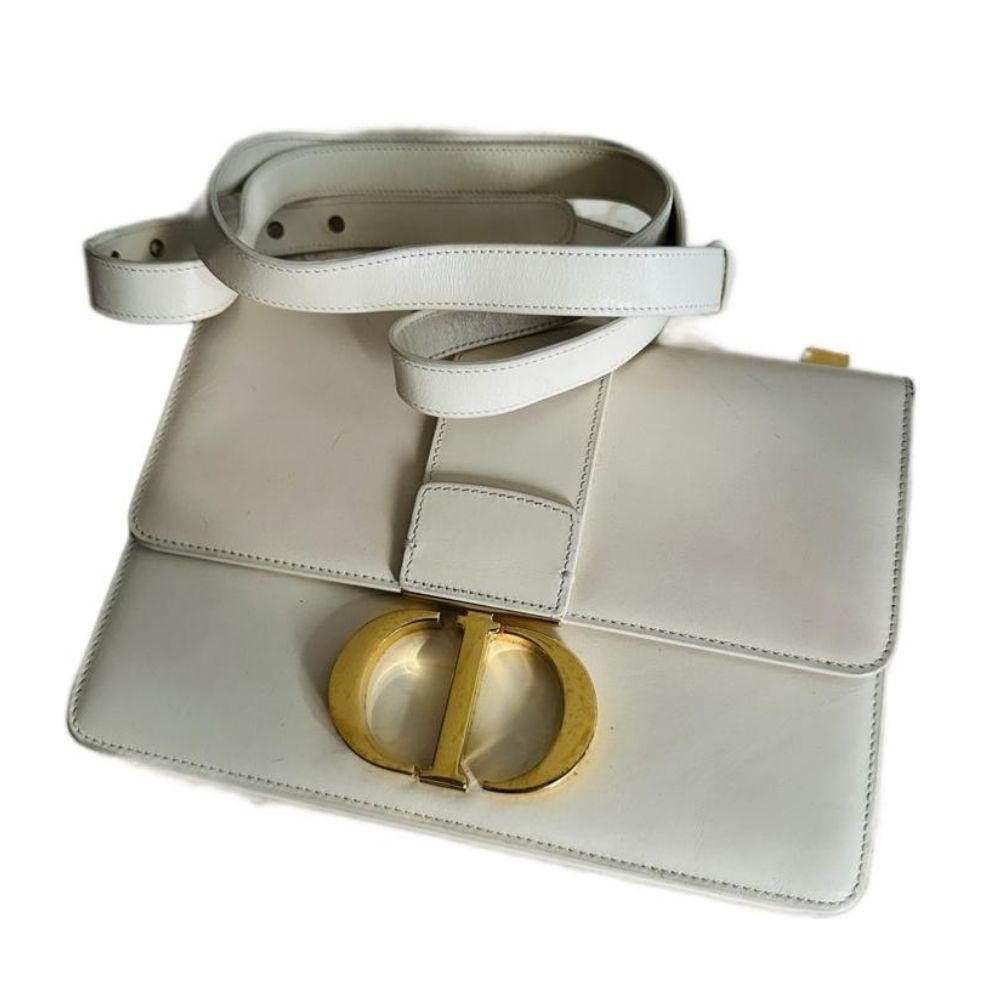 Dior Small 30 Montaigne White GHW Flap Bag