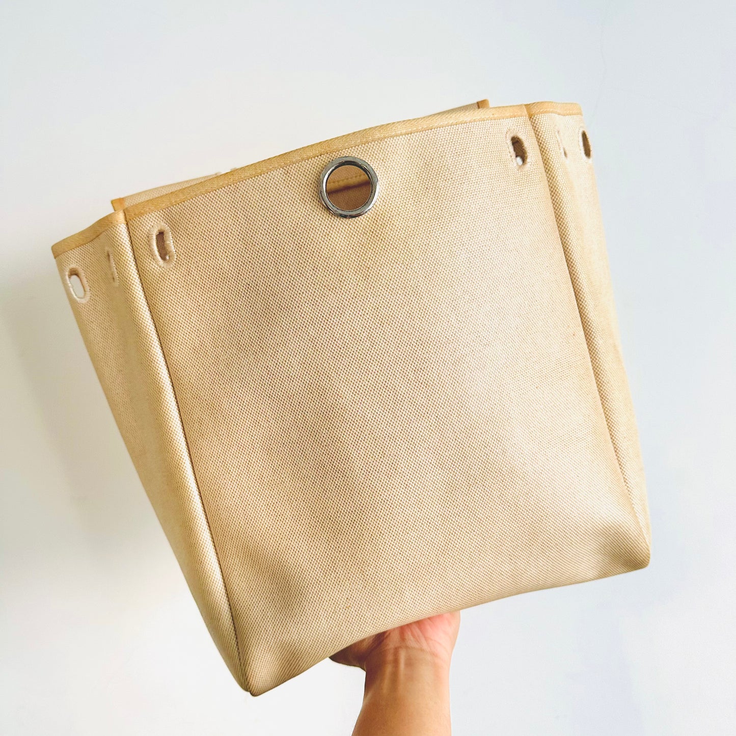Hermes Beige / Tan Herbag 28 Sac A Dos 2-in-1 Interchangeable Canvas / Leather Top Handle Backpack Tote Bag