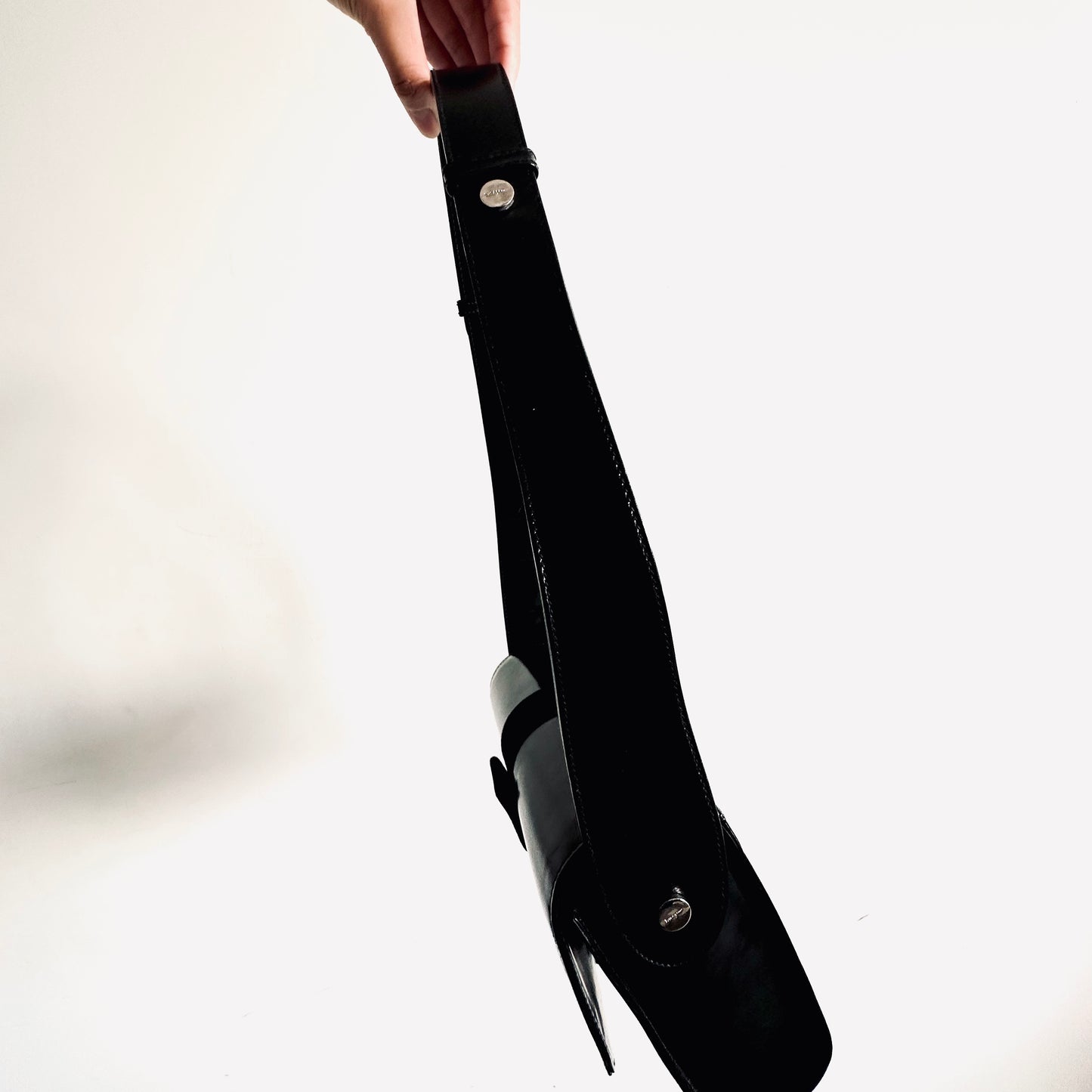 Salvatore Ferragamo Vara Black Bow Patent Leather Flap Hobo Shoulder Sling Bag