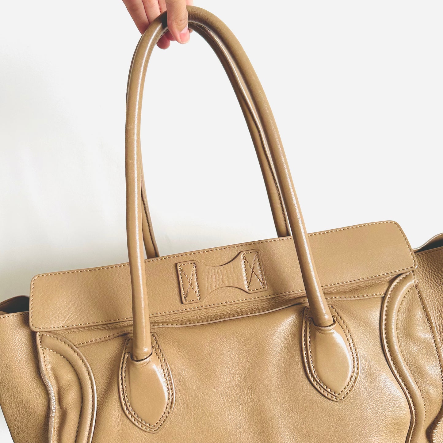 Celine Camel Beige Mini Luggage Top Handle Tote Bag