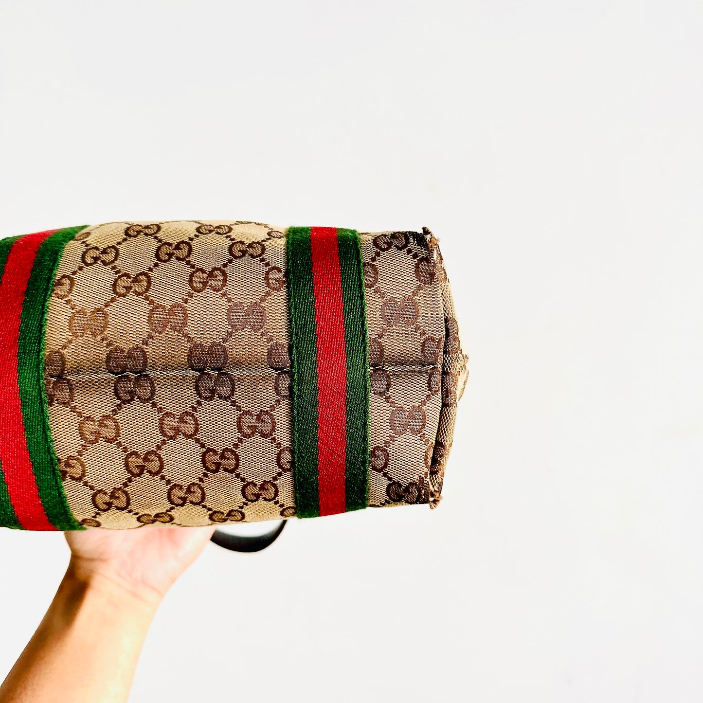 Gucci Beige GG Monogram Logo Sherry Charms Small Shoulder Tote Bag
