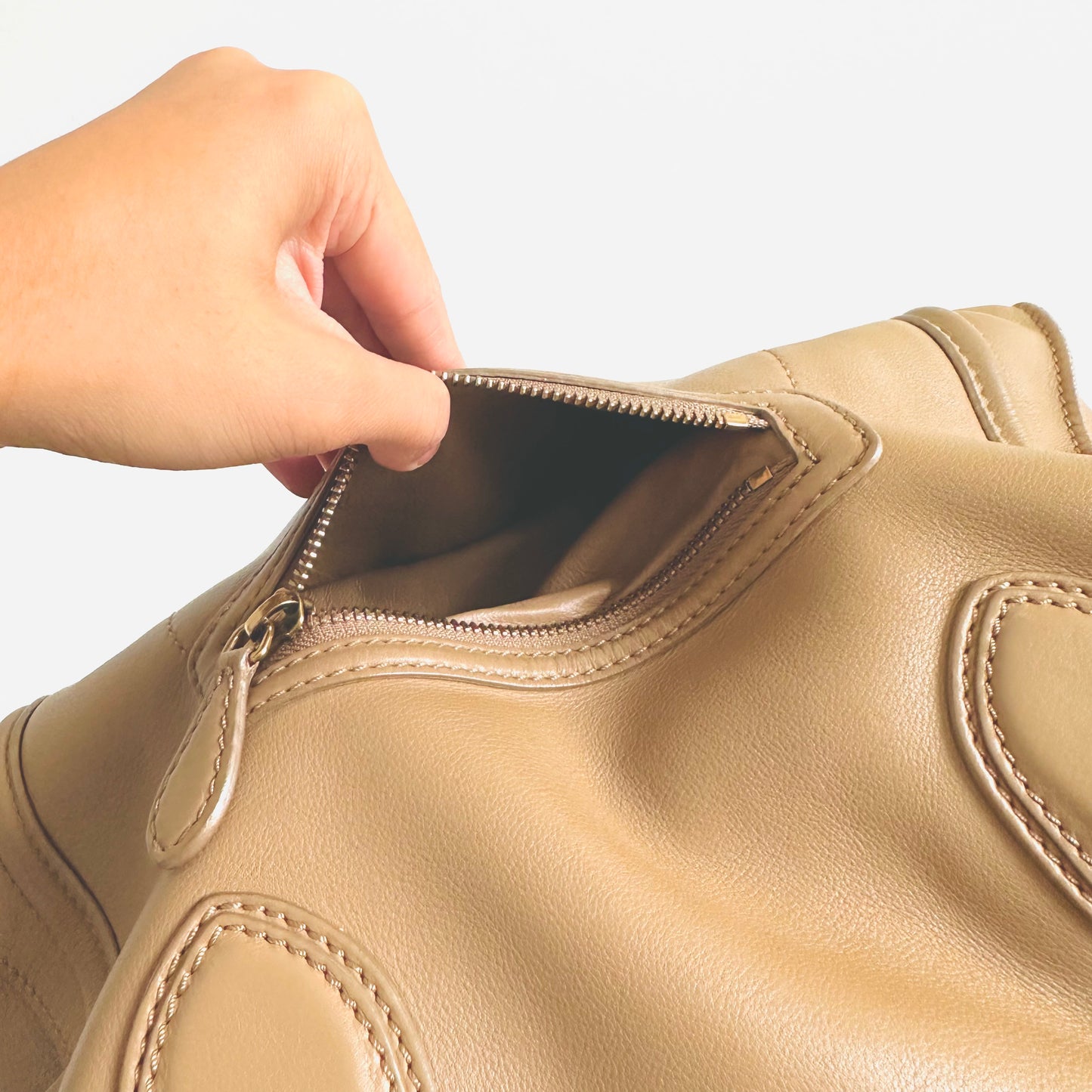 Celine Camel Beige Mini Luggage Top Handle Tote Bag