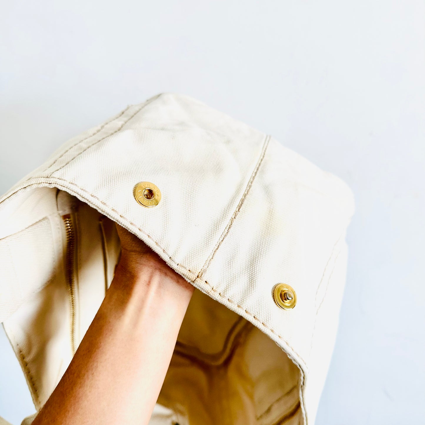 Prada White GHW Canapa Classic Logo Structured Shopper Tote Bag