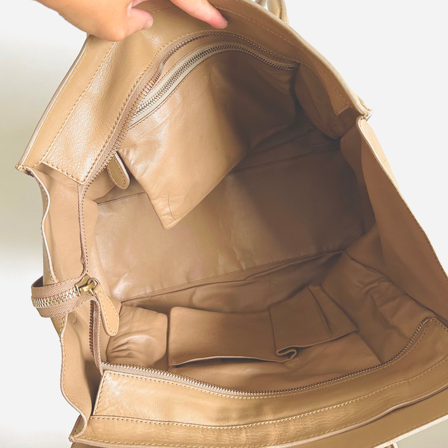 Celine Camel Beige Mini Luggage Top Handle Tote Bag