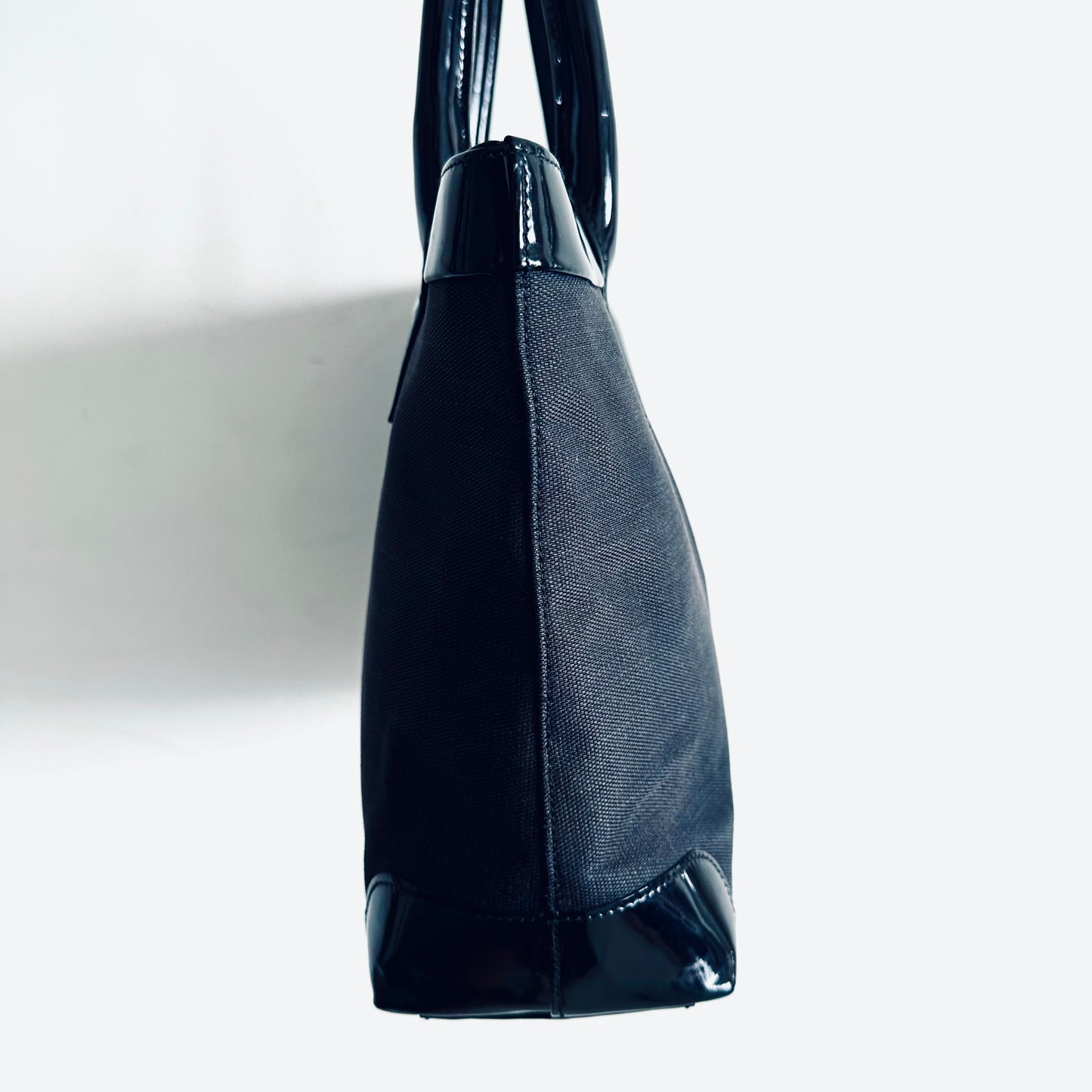 Gucci Navy Blue Web Striped Logo Structured Shopper Zip Tote Bag