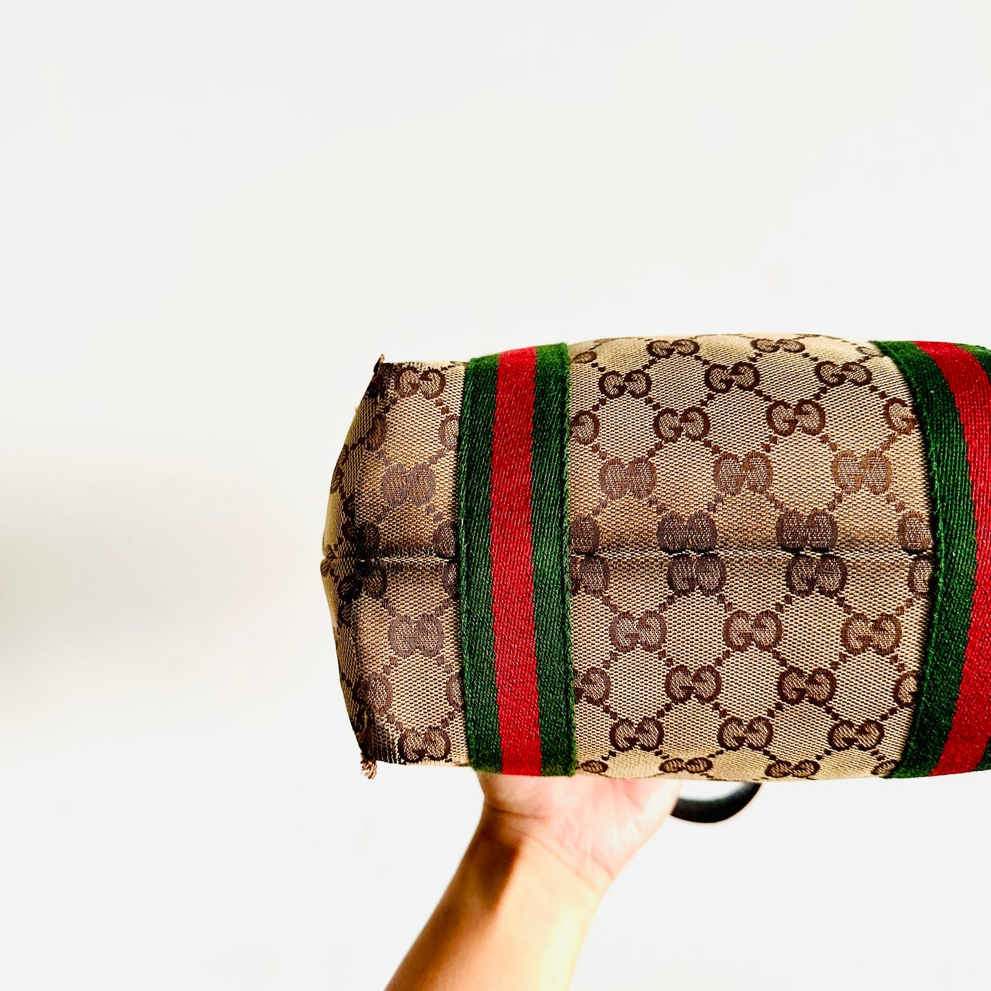 Gucci Beige GG Monogram Logo Sherry Charms Small Shoulder Tote Bag