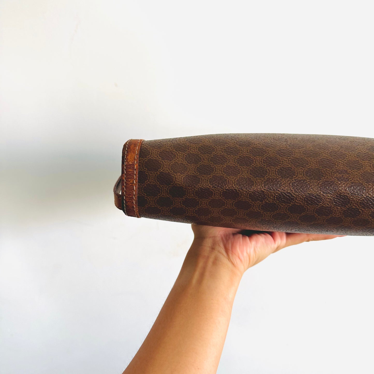 Celine Triomphe Macadam Monogram Logo Vintage Wrislet Zip Pouch Case Clutch