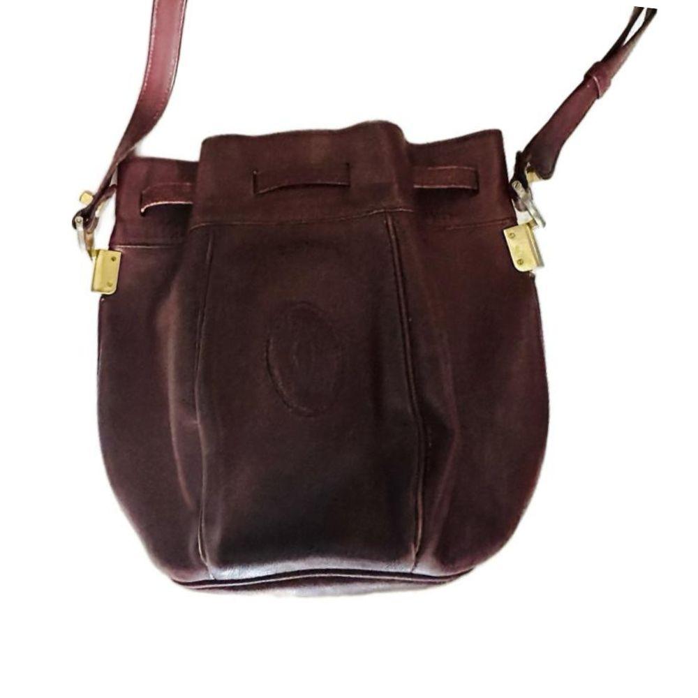 Cartier Must de Cartier Bordeaux Leather Bucket Shoulder Bag
