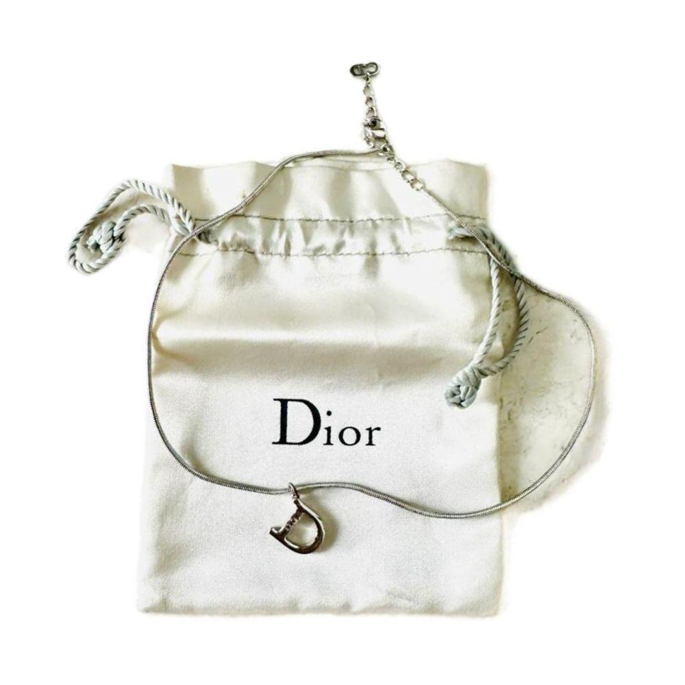Dior D Logo Silver Chain Necklace