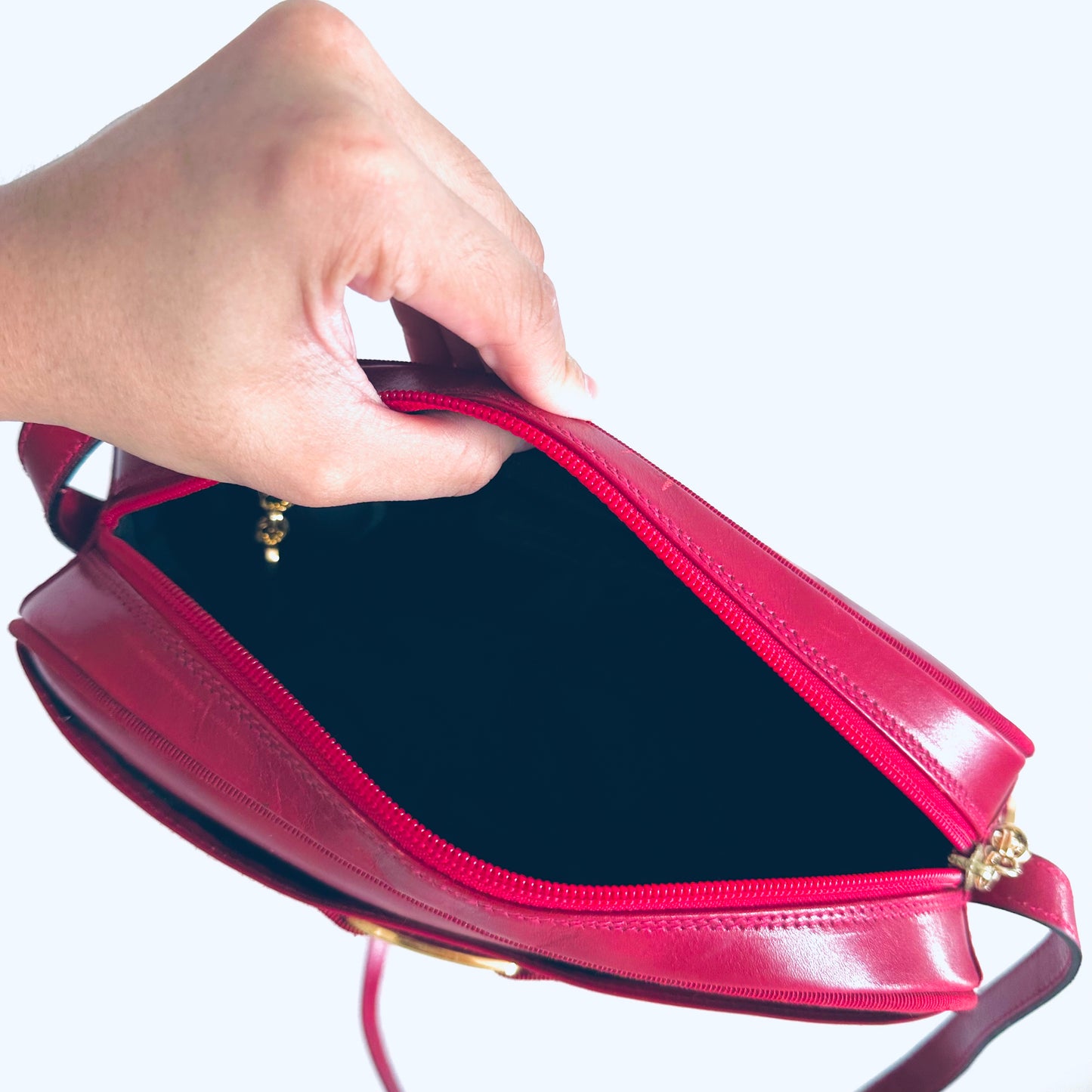 Salvatore Ferragamo Vara Bow Deep Red GHW Logo Smooth Leather Camera Shoulder Sling Bag