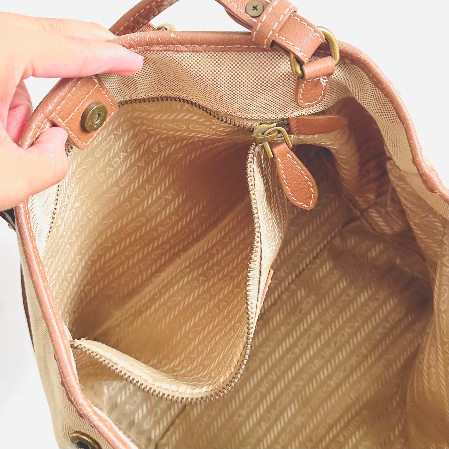 Prada Jacquard GHW Classic Monogram Logo 2-Way Shopper Shoulder Sling Tote Bag