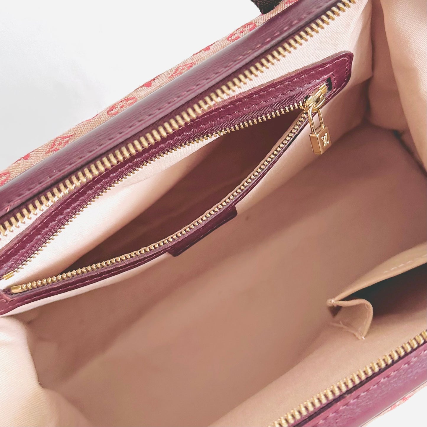 Louis Vuitton LV Josephine PM Mini Lin Pink GHW Monogram Logo Speedy Boston Top Handle Bag