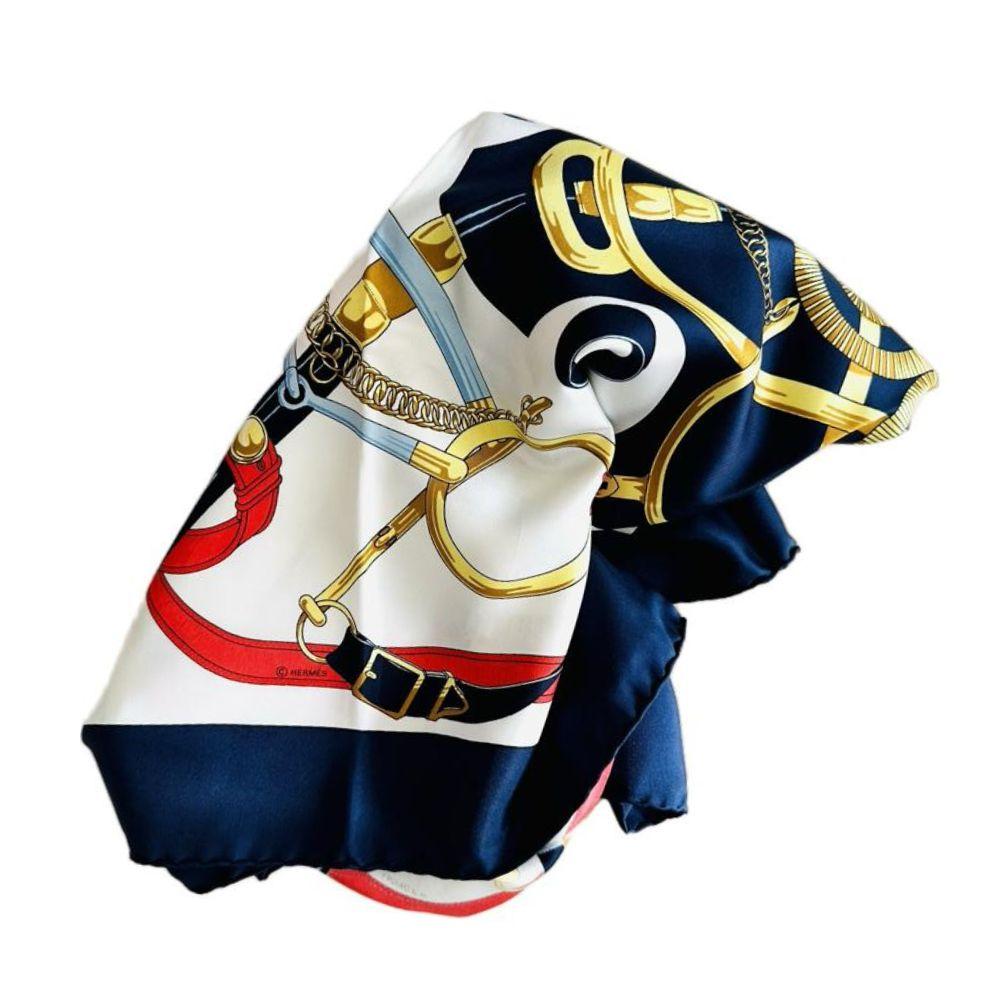 Hermes Golden Spur Carre 90 Multicolour Silk Scarf
