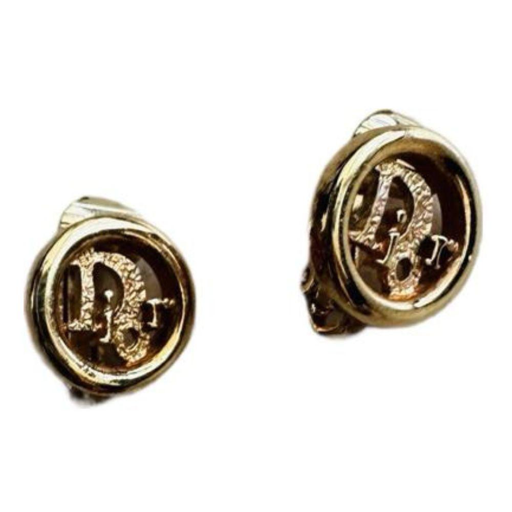 Dior Gold Logo Clip On Earrings