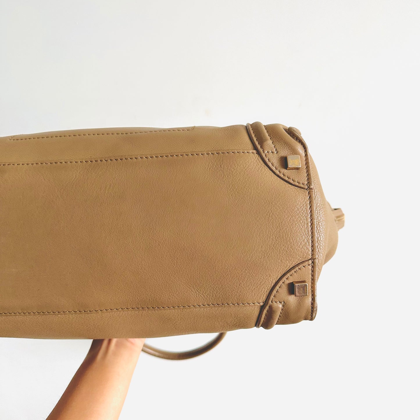 Celine Camel Beige Mini Luggage Top Handle Tote Bag