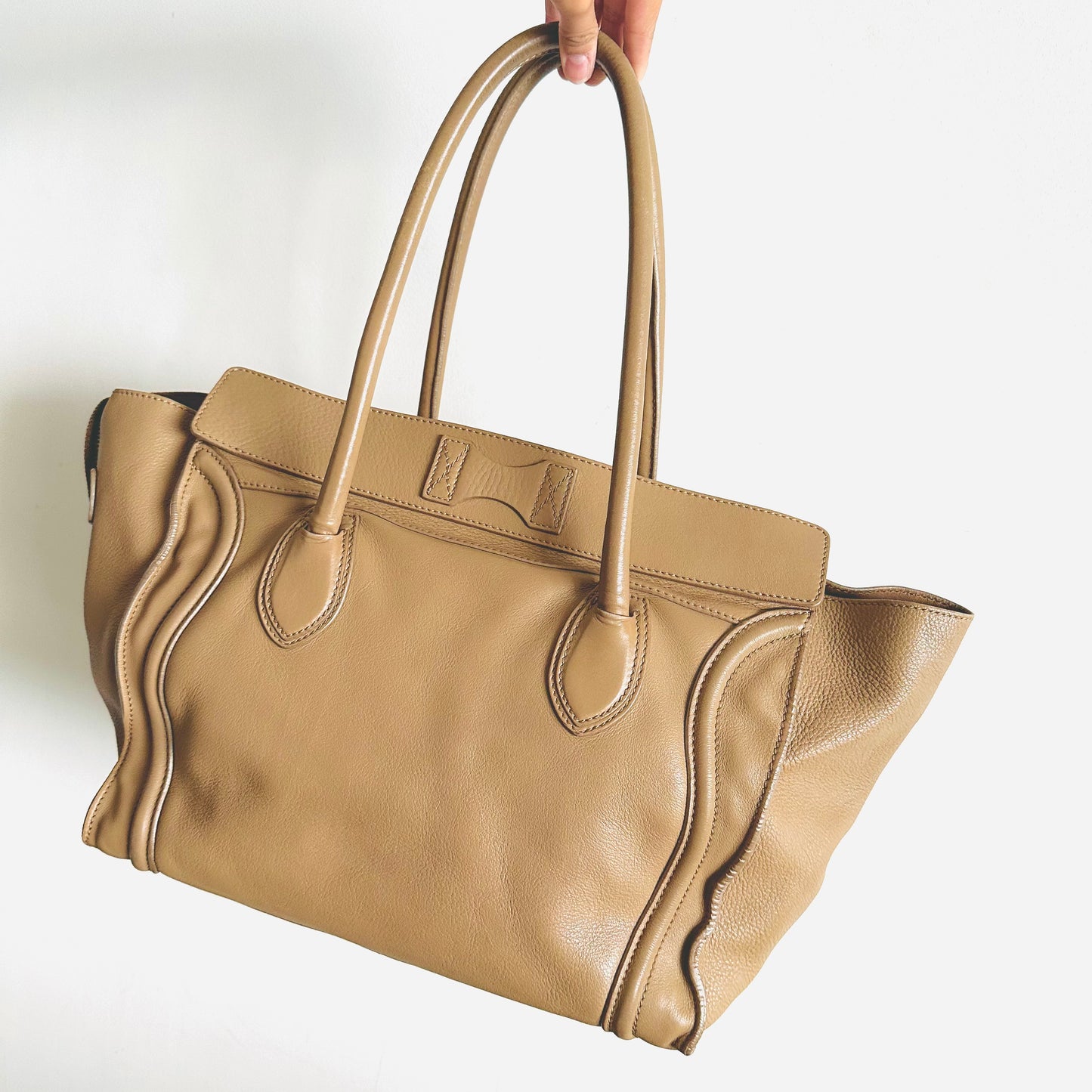 Celine Camel Beige Mini Luggage Top Handle Tote Bag