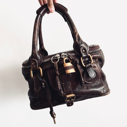 Chloe Dark Brown GHW Classic Leather Top Handle Shoulder Vanity Tote Bag