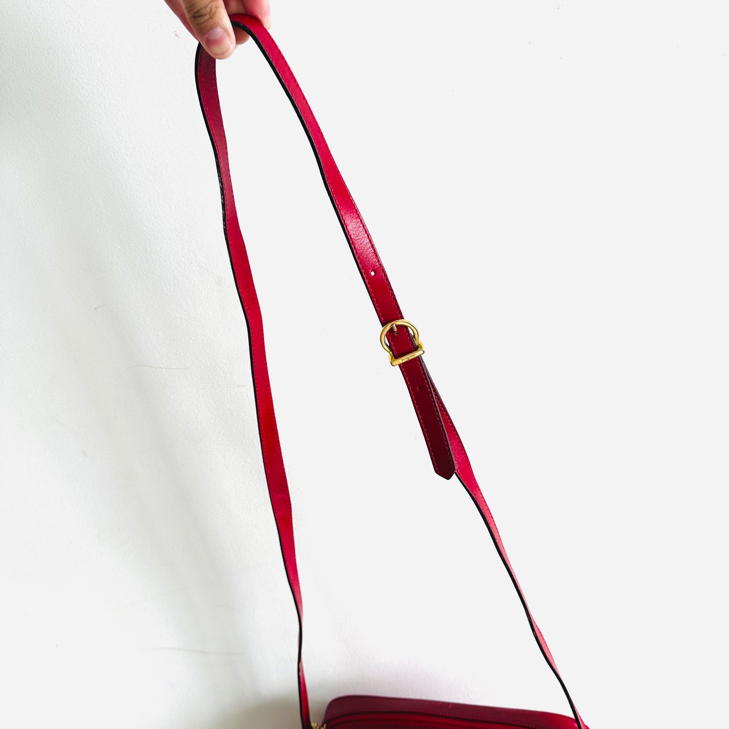 Salvatore Ferragamo Vara Bow Deep Red GHW Logo Smooth Leather Camera Shoulder Sling Bag