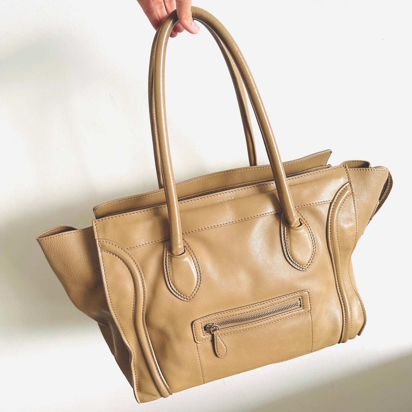 Celine Camel Beige Mini Luggage Top Handle Tote Bag