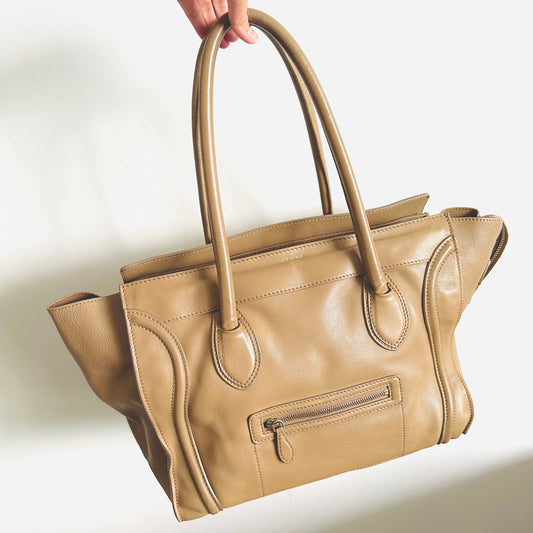 Celine Camel Beige Mini Luggage Top Handle Tote Bag