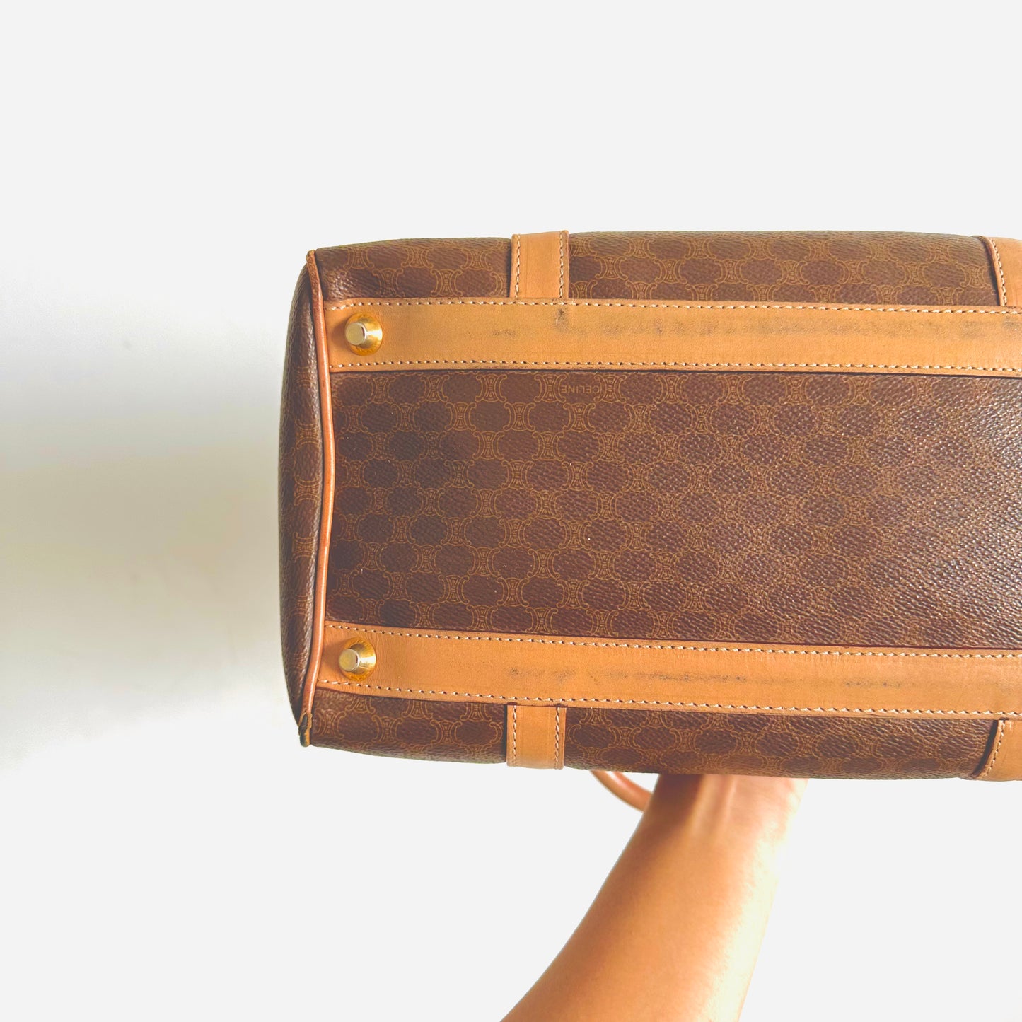 Celine Triomphe Macadam Monogram Logo Vintage Speedy 30 Boston Bag
