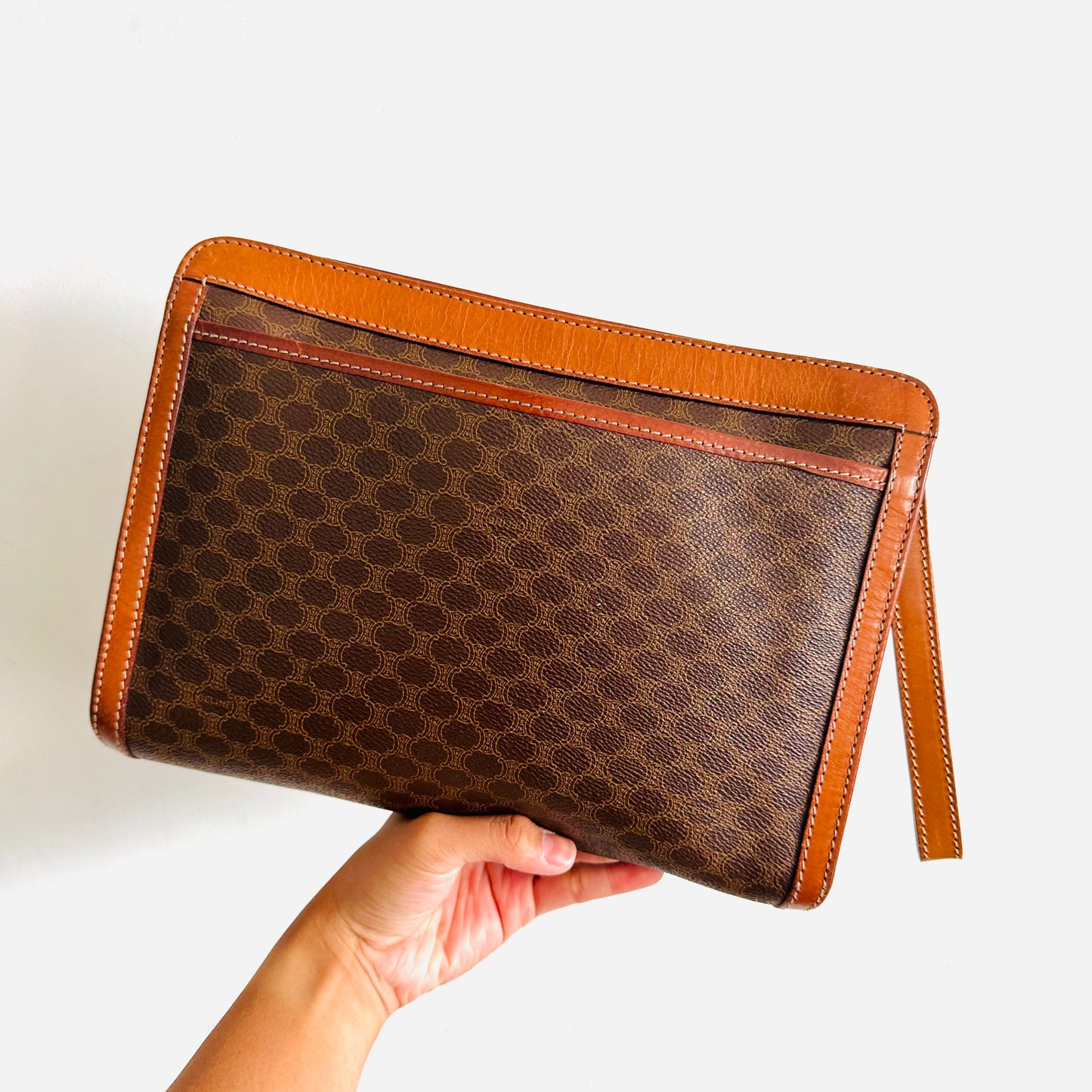 Celine Triomphe Macadam Monogram Logo GHW Vintage Clutch Pouch Case