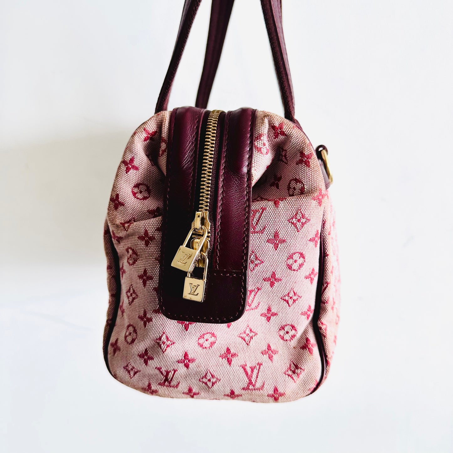 Louis Vuitton LV Josephine PM Mini Lin Pink GHW Monogram Logo Speedy Boston Top Handle Bag