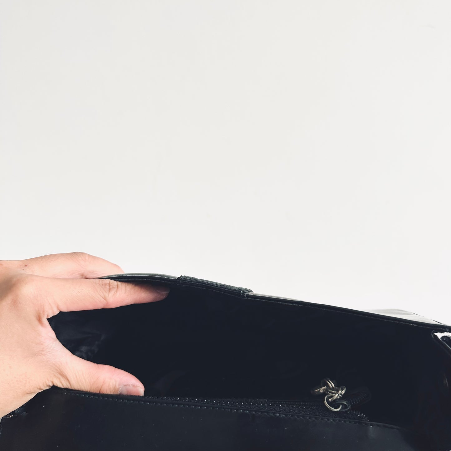 Salvatore Ferragamo Vara Black Bow Patent Leather Flap Hobo Shoulder Sling Bag