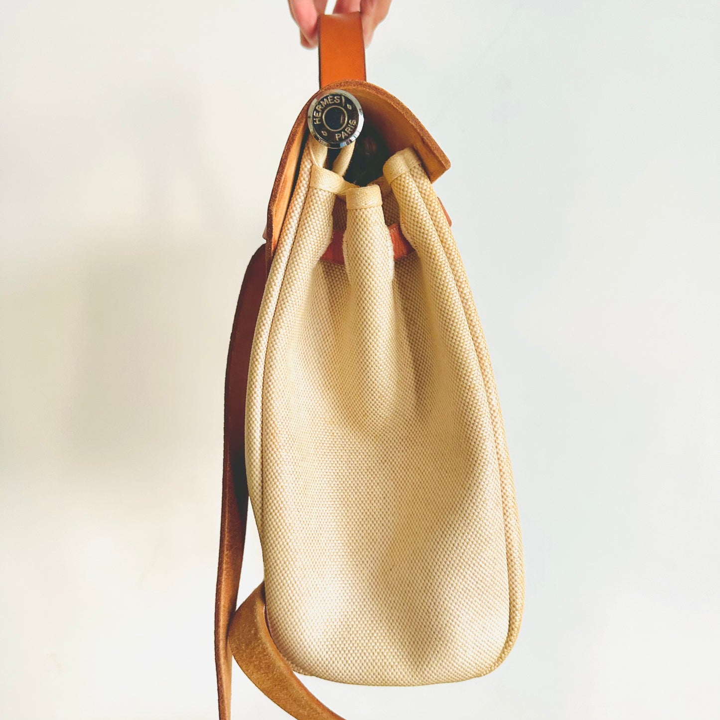 Hermes Beige / Tan Herbag 28 Sac A Dos 2-in-1 Interchangeable Canvas / Leather Top Handle Backpack Tote Bag