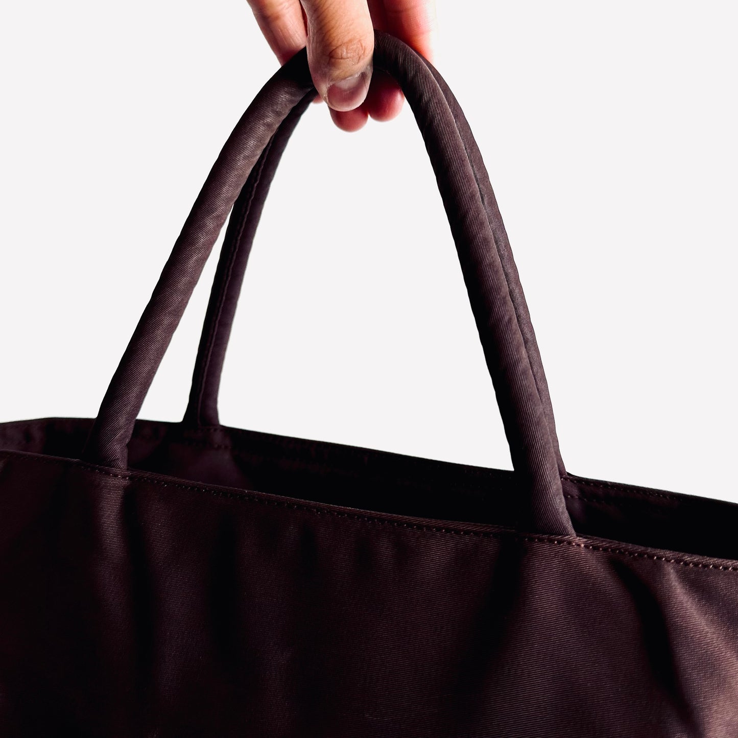 Prada Maroon Burgundy Red Classic Logo Nylon Shopper Zip Tote Bag